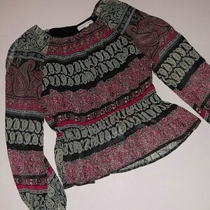 SO CUTE Blush Noir Top Paisley Blouse M